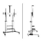 عربة تلفزيون Heavy Duty بذراع كرنك لتعديل الارتفاع