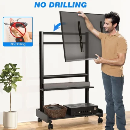 عربة شاشة Heavy Duty بعجلات دوارة قابلة للقفل