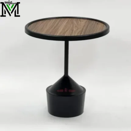 Beautiful Round Wood Side Table With Mineral Base