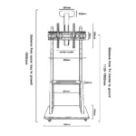 Heavy-Duty Steel TV Trolley Stand with Shelf (SH 75B FS) – Fits 32” to 75” TVs