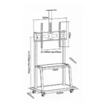 Heavy Duty Mobile TV Cart (55–100) – DG 110B FS Sketch