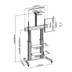 Height Adjustable Ultra-Large TV Stand With Crank Handle Sketch