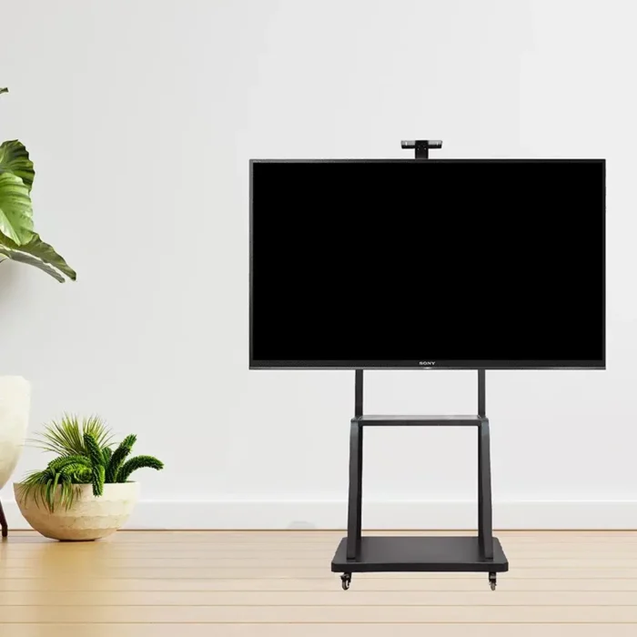 Heavy-Duty Steel TV Trolley Stand with Shelf (SH 75B FS) – Fits 32” to 75” TVs