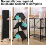 Heavy-Duty Metal Storage Shelf with Lockable Wheels Close-Up