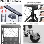 3-Tier Storage Shelf Dimensions – Folded and Expanded View
