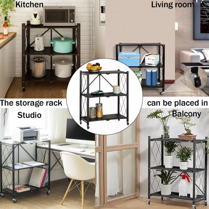 Modern Rolling Storage Rack for Living Room, Balcony, or Studio