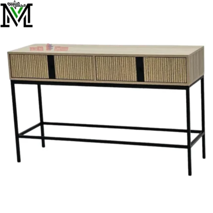 Masheera Modern Console Table – Oak Finish with Black Metal Frame