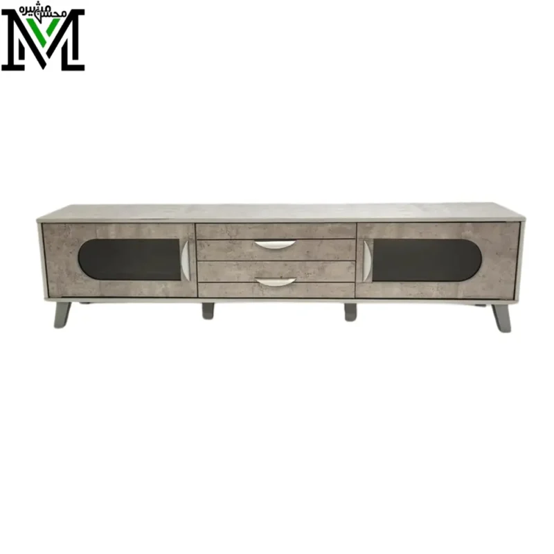 Masheera CurveLine XL TV Console – 180 cm with Oval Glass Panels