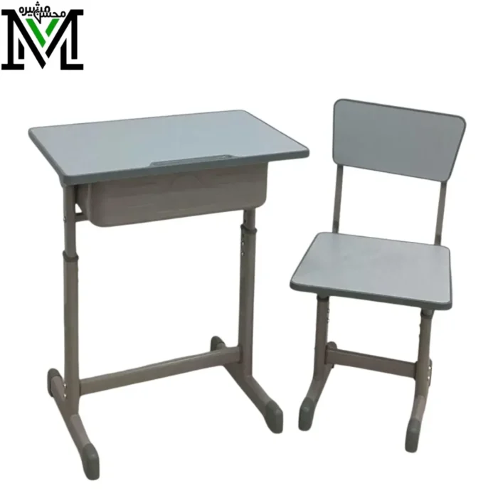 School Desk and Chair Set - Grey Adjustable Legs School Desk and Chair Set - Grey Adjustable Legs
