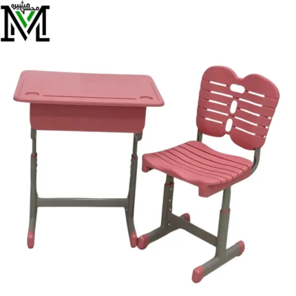 School Desk and Chair Set - Pink Plastic