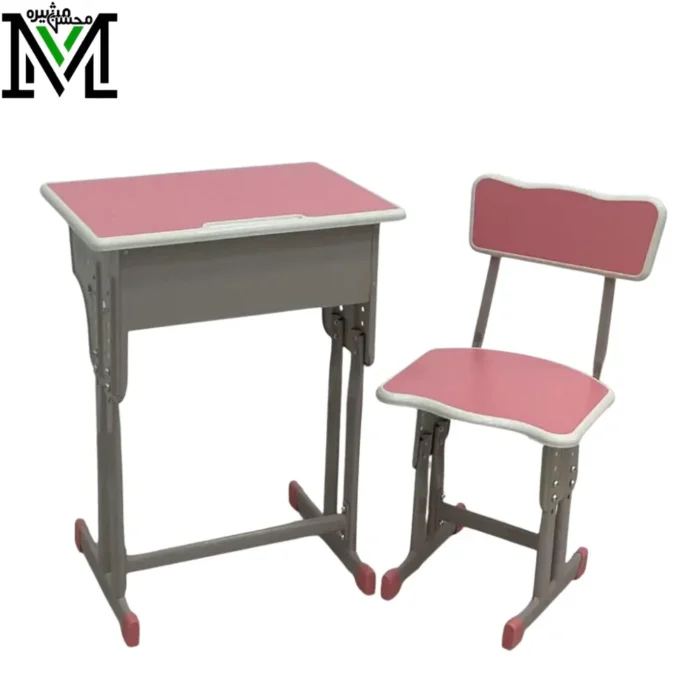 School Desk and Chair Set – Pink Adjustable Legs School Desk and Chair Set – Pink Adjustable Legs