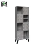 Masheera wooden bookcase WHM 894 – vertical bookshelf with open and closed shelving