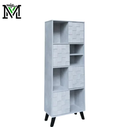 Masheera tall book shelf with black metal legs – compact vertical storage unit