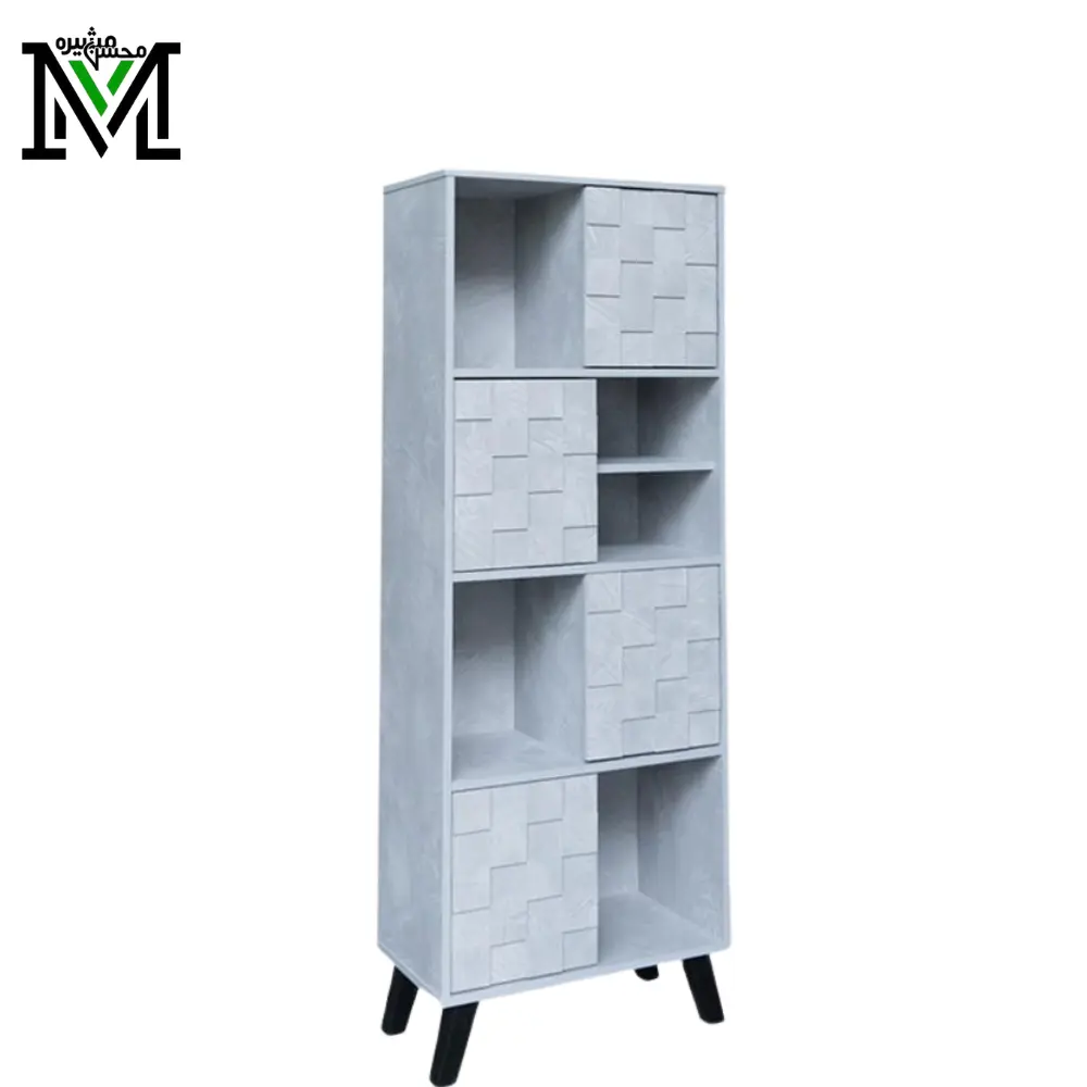 Textured oak finish and metal legs for durable, contemporary design. Masheera tall book shelf with black metal legs – compact vertical storage unit