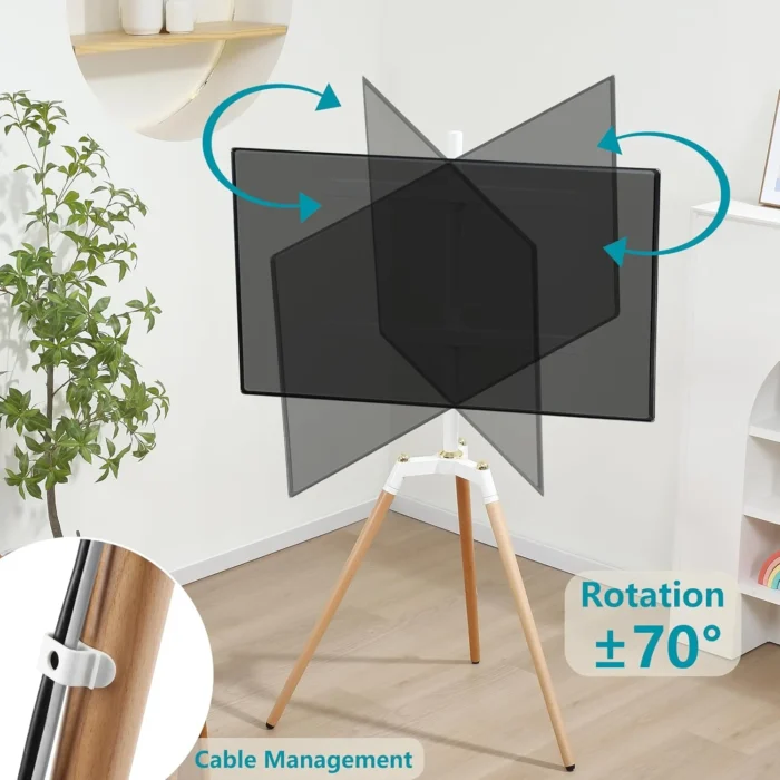 Adjustable tilt and swivel mechanism on easel TV stand in Riyadh
