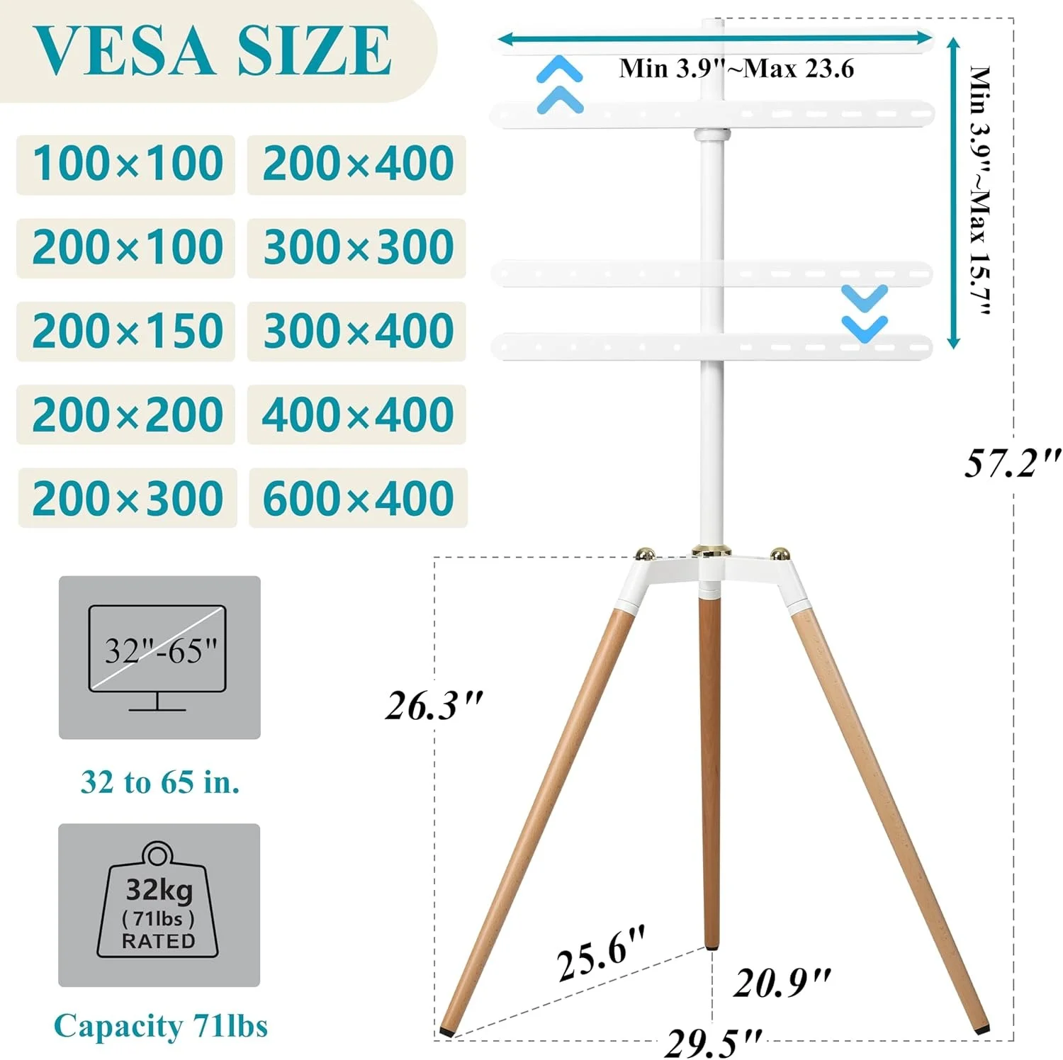 Adjustable tilt and swivel mechanism on easel TV stand in Riyadh