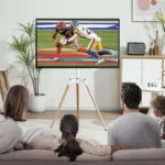 Wooden easel TV stand with adjustable height in Riyadh (ستاند تلفزيون ثلاثي)