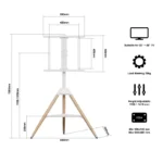 Adjustable height BEETEC TF-FS65W TV stand in Riyadh (ستاند شاشة ثلاثي)