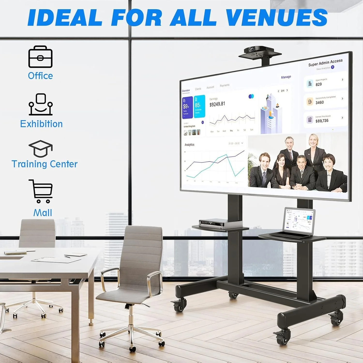 Height-adjustable mount on Rfiver MT5005 mobile TV cart