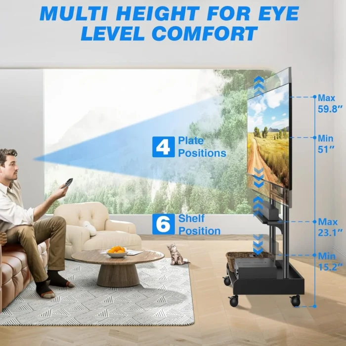 Rfiver MT7001 mobile TV stand for 40–86 inch screens in Riyadh