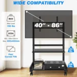 Heavy-duty Rfiver MT7001 mobile TV cart for offices and schools