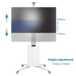 Adjustable height demonstration of TW85 motorized TV trolley