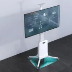 TW85 white TV cart supporting large flat-panel screens