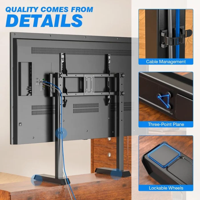 Side view of Rfiver UT7001W TV riser stand with adjustable height in Riyadh