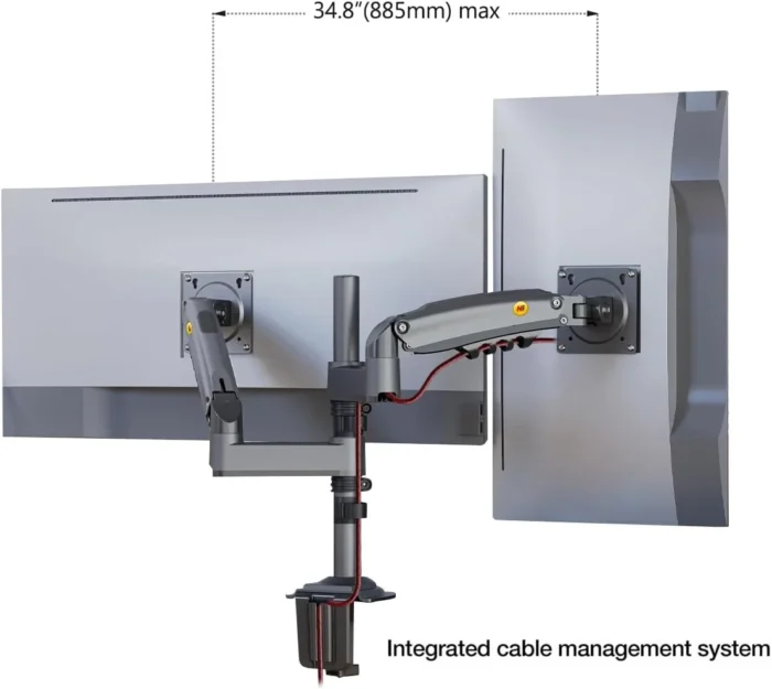 NB North Bayou ergonomic gas spring monitor mount showing tilt and swivel adjustment Riyadh