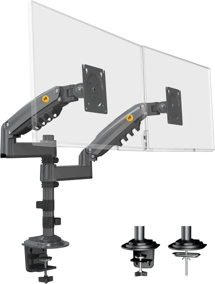 NB North Bayou 17–27 inch adjustable monitor arm desk mount on office desk in Riyadh