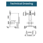 Mobile TV trolley supporting VESA 600x400 televisions