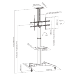 mobile television stand for smart tv display