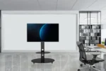 freestanding tv floor stand with tempered glass base