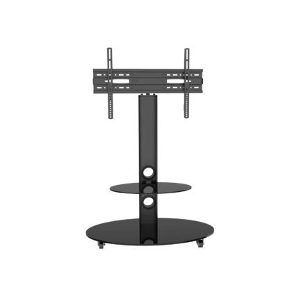 modern black glass tv floor stand for 65 inch tv in Riyadh