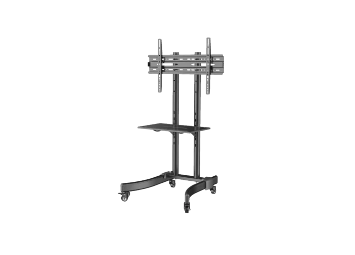 modern black tv stand with stable support structure