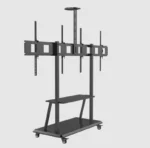 Floor TV stand designed for flexible placement without wall mounting