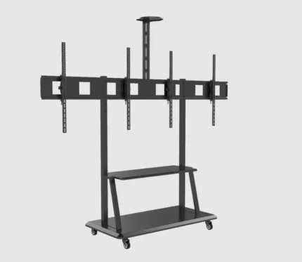 Modern steel TV floor stand for 32 to 70 inch screens minimal design in Saudi Arabia