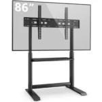 heavy duty matte black tv floor stand for 85 inch tv