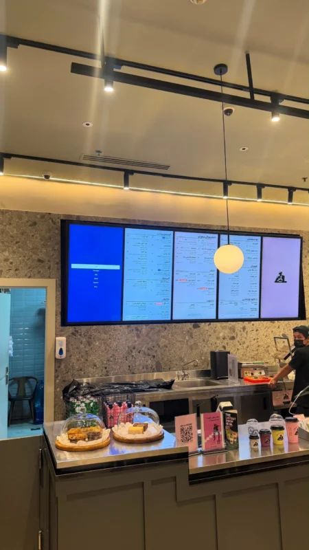 Commercial Display Tvs Installed in a restaurant in Riyadh by masheera interiors